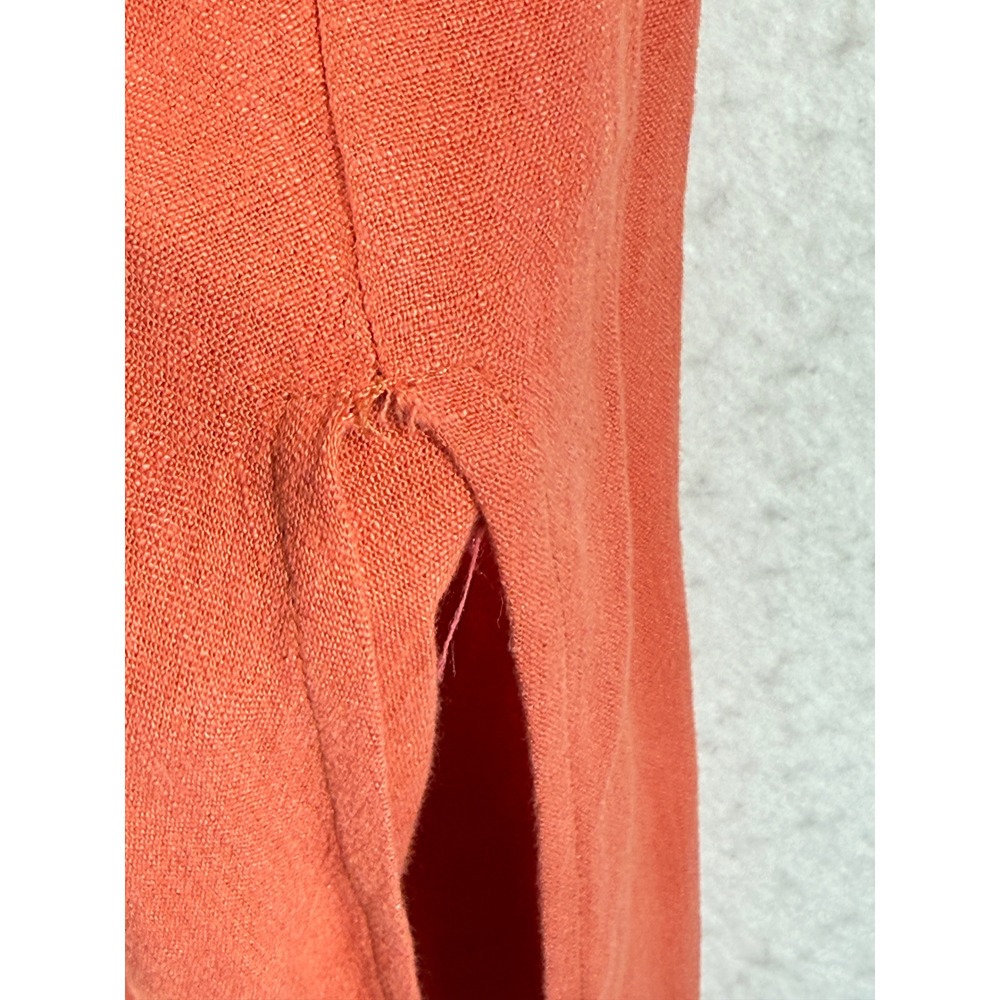 Rumer Halter Maxi Dress Women Large Coral Slit Linen Boho Resort Chic Coastal - Picture 5 of 9